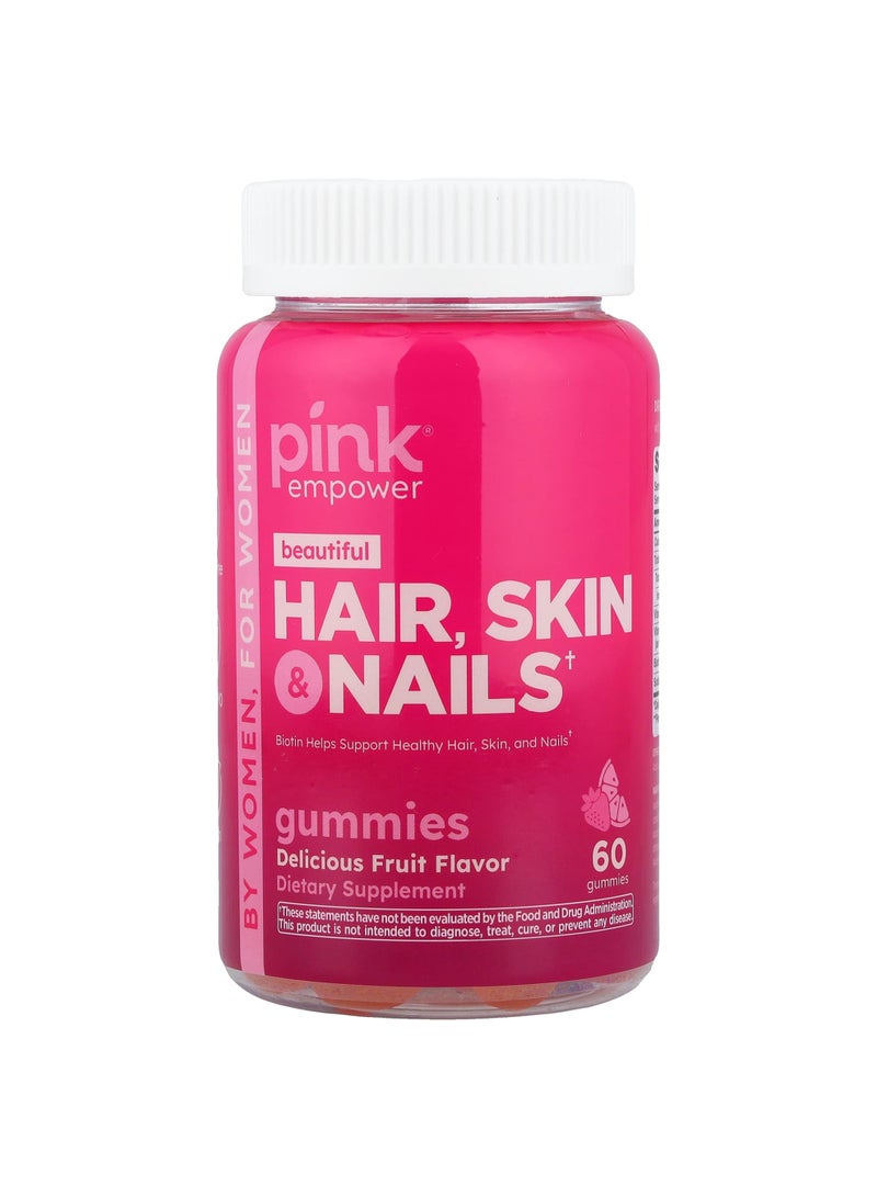 Beautiful, Hair, Skin & Nails Gummies, Delicious Fruit, 60 Gummies